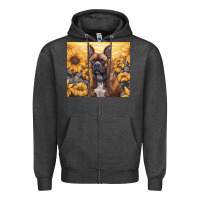 Charcoal Heather boxer dog Zipper Hoodie - Unal Design