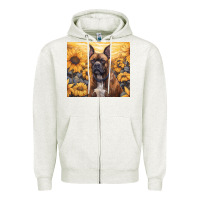 Oatmeal Heather boxer dog Zipper Hoodie - Unal Design
