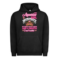 Pigment Black As a Aquarius Girl I was Born with My Heart on my Sleeve and a mouth Urban Hoodie - Jasminsmagicworld