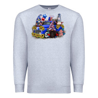 Heather Grey 4th of July gnomes with truck Premium Sweatshirt - CowGirlArtShop
