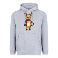 Heather Grey cute reindeer Heavyweight Hoodie - RanaPortraitStore