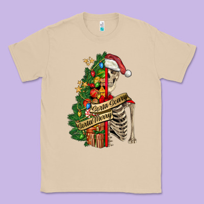 Sorta Merry Sorta Scary Skeleton Classic Tee Designed By Fadigitalartstudio