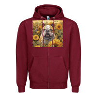 Burgundy bulldog Zipper Hoodie - Unal Design