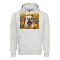 Dove Grey bulldog Zipper Hoodie - Unal Design