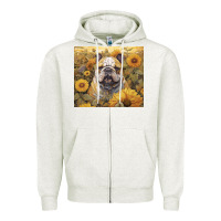 Oatmeal Heather bulldog Zipper Hoodie - Unal Design