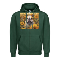 Sports Green bulldog Zipper Hoodie - Unal Design