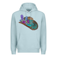 Blue Mist cowboy hat Premium Hoodie - AdoDesignShop