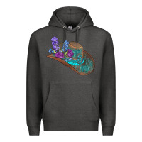 Charcoal Heather cowboy hat Premium Hoodie - AdoDesignShop