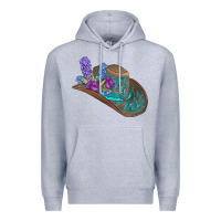 Heather Grey cowboy hat Premium Hoodie - AdoDesignShop