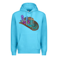 Ocean Blue cowboy hat Premium Hoodie - AdoDesignShop