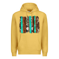 Antique Gold western cowhide wood and turquoise glitter brushstrokes Premium Hoodie - Artiststas