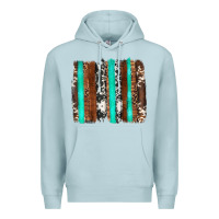 Blue Mist western cowhide wood and turquoise glitter brushstrokes Premium Hoodie - Artiststas