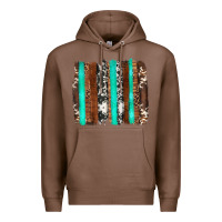 Chestnut western cowhide wood and turquoise glitter brushstrokes Premium Hoodie - Artiststas