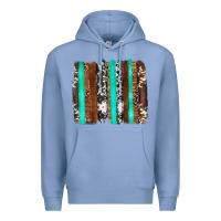 Colony Blue western cowhide wood and turquoise glitter brushstrokes Premium Hoodie - Artiststas