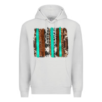 Western Cowhide Wood And Turquoise Glitter Brushstrokes Premium Hoodie | Teevron