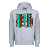 Heather Grey western cowhide wood and turquoise glitter brushstrokes Premium Hoodie - Artiststas