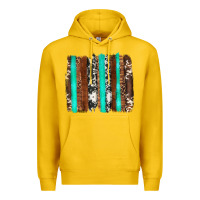 Lemon western cowhide wood and turquoise glitter brushstrokes Premium Hoodie - Artiststas