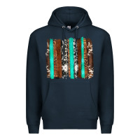 Navy western cowhide wood and turquoise glitter brushstrokes Premium Hoodie - Artiststas