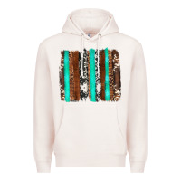 Pale Pink western cowhide wood and turquoise glitter brushstrokes Premium Hoodie - Artiststas