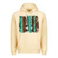 Pina Colada western cowhide wood and turquoise glitter brushstrokes Premium Hoodie - Artiststas