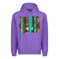 Purple western cowhide wood and turquoise glitter brushstrokes Premium Hoodie - Artiststas