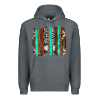 Rock western cowhide wood and turquoise glitter brushstrokes Premium Hoodie - Artiststas