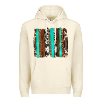 Sandshell western cowhide wood and turquoise glitter brushstrokes Premium Hoodie - Artiststas