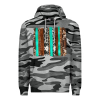 Slate Camo western cowhide wood and turquoise glitter brushstrokes Premium Hoodie - Artiststas