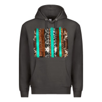 Smoke western cowhide wood and turquoise glitter brushstrokes Premium Hoodie - Artiststas