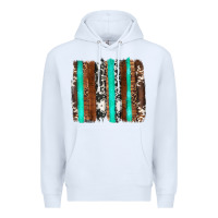 White western cowhide wood and turquoise glitter brushstrokes Premium Hoodie - Artiststas