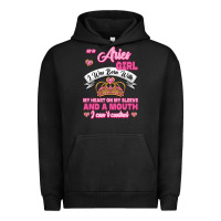 Pigment Black As A Aries Girl I Was Born With My Heart On My Sleeve And A Mouth Urban Hoodie - Jasminsmagicworld