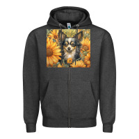Charcoal Heather chihuahua Zipper Hoodie - Unal Design