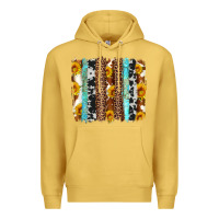 Antique Gold western cowhide leopard turquoise brushstrokes Premium Hoodie - Artiststas
