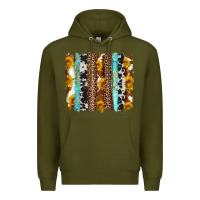 Army Green western cowhide leopard turquoise brushstrokes Premium Hoodie - Artiststas