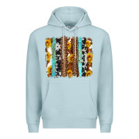 Blue Mist western cowhide leopard turquoise brushstrokes Premium Hoodie - Artiststas