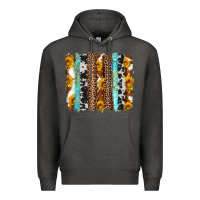 Charcoal Heather western cowhide leopard turquoise brushstrokes Premium Hoodie - Artiststas