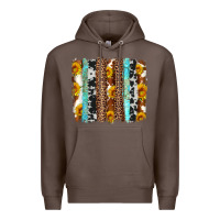 Coffee western cowhide leopard turquoise brushstrokes Premium Hoodie - Artiststas