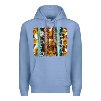 Colony Blue western cowhide leopard turquoise brushstrokes Premium Hoodie - Artiststas