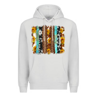Dove Grey western cowhide leopard turquoise brushstrokes Premium Hoodie - Artiststas