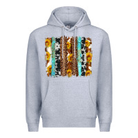 Heather Grey western cowhide leopard turquoise brushstrokes Premium Hoodie - Artiststas