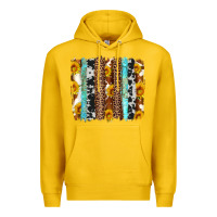 Lemon western cowhide leopard turquoise brushstrokes Premium Hoodie - Artiststas