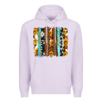 Lilac western cowhide leopard turquoise brushstrokes Premium Hoodie - Artiststas