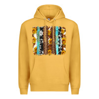 Mustard western cowhide leopard turquoise brushstrokes Premium Hoodie - Artiststas