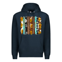 Navy western cowhide leopard turquoise brushstrokes Premium Hoodie - Artiststas
