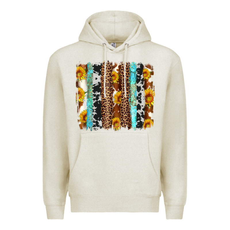 Western Cowhide Leopard Turquoise Brushstrokes Premium Hoodie by Artiststas | Teevron