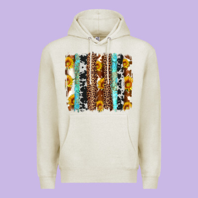 Western Cowhide Leopard Turquoise Brushstrokes Premium Hoodie Designed By Artiststas