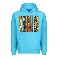 Ocean Blue western cowhide leopard turquoise brushstrokes Premium Hoodie - Artiststas