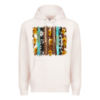 Pale Pink western cowhide leopard turquoise brushstrokes Premium Hoodie - Artiststas