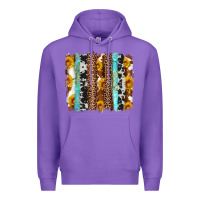Purple western cowhide leopard turquoise brushstrokes Premium Hoodie - Artiststas