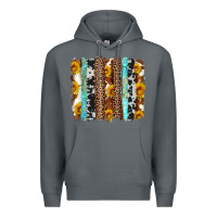 Rock western cowhide leopard turquoise brushstrokes Premium Hoodie - Artiststas